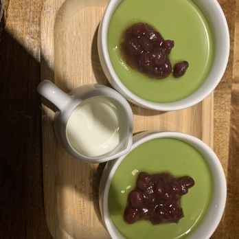 Osaka Fusion BBQ & Sushi - Matcha Pudding with Red Bean - Japanese Near Me - Brooklyn, New York