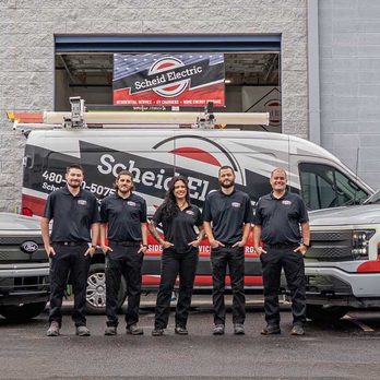 Scheid Electric - The Scheid Electric crew at our Queen Creek shop. Family-owned, ROC-licensed, and fully focused on residential electrification across the E - Electricians Near Me - Queen Creek, Arizona Scheid Electric - The Scheid Electric crew at our Queen Creek shop. Family-owned, ROC-licensed, and fully focused on residential electrification across the E - Electricians Near Me - Queen Creek, Arizona