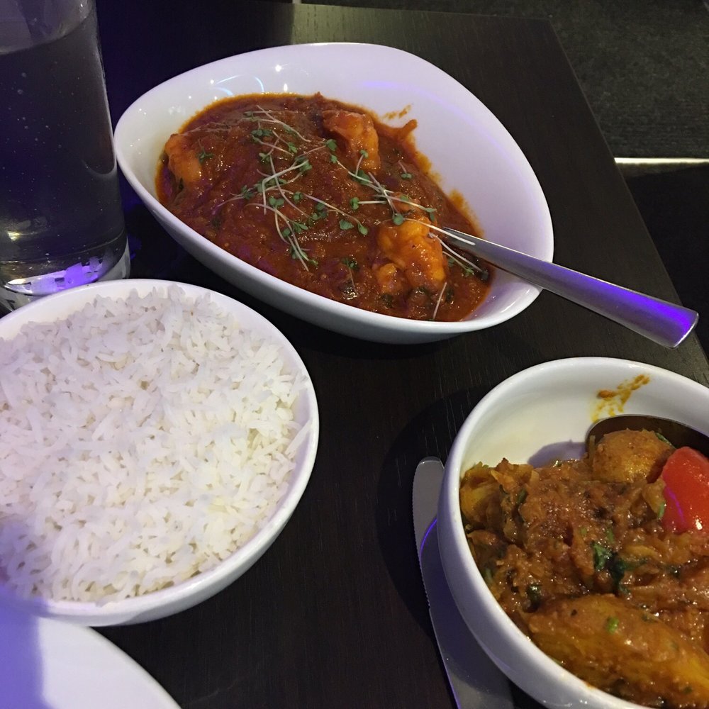 Amran's Indian Kitchen & Grill - Shrimp dish with side of potatoes. - Indian Near Me - Berwick-upon-Tweed, NBL