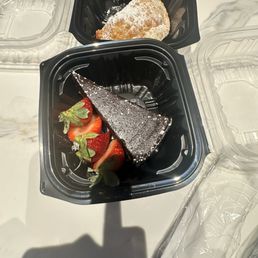 Flourless chocolate cake and a cheese guava pastry Flourless chocolate cake and a cheese guava pastry