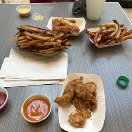 Tenders breading was falling off and fries were some how soggy yet burnt Tenders breading was falling off and fries were some how soggy yet burnt