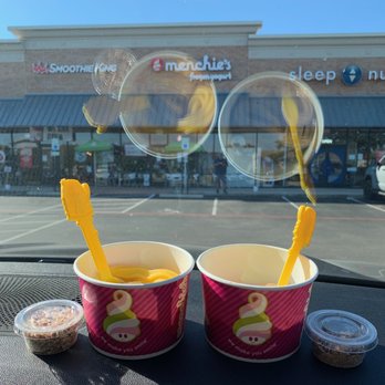 Menchie's Frozen Yogurt - two cups of yogurt - Ice Cream & Frozen Yogurt Near Me - Cedar Park, Texas