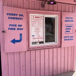 Exterior outside entrance of Curry Boys BBQ - menu/ storefront - San Antonio, Texas Exterior outside entrance of Curry Boys BBQ - menu/ storefront - San Antonio, Texas