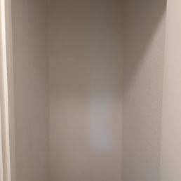 After - shelves removes, wall patched, and 2 coats of paint. After - shelves removes, wall patched, and 2 coats of paint.