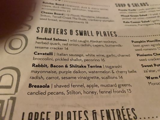 Menu photo 1 Barred Owl Butcher & Table Columbia, MO