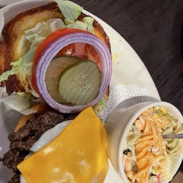 Burger with pasta salad :) Burger with pasta salad :)