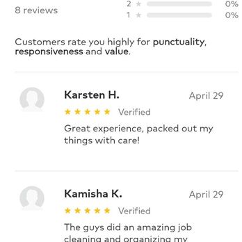 Dynasty Movers - The bottom review is the customers comments - Movers Near Me