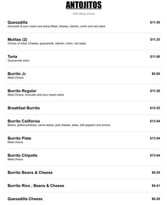 Menu photo 6 Taquitos Feliz Seattle, WA