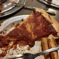 Stucs Pizza - The hand tossed pizza with the Cheese off. Too much sauce.