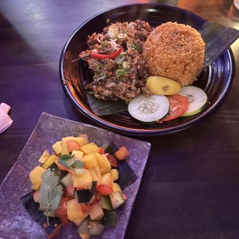 Kalye - mango salad and pork sisig with garlic fried rice - Filipino Near Me - New York, New York