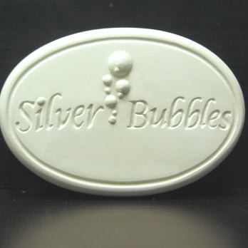 Masterline Molds - Silver Bubbles Soap Bar, USA, Oval, recessed edge, engraved lettering, w/ raised logo, Plaster Prototype - Product Design Near Me Masterline Molds - Silver Bubbles Soap Bar, USA, Oval, recessed edge, engraved lettering, w/ raised logo, Plaster Prototype - Product Design Near Me