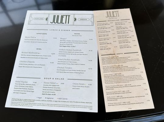 Menu photo 6 Juliett Portland, OR