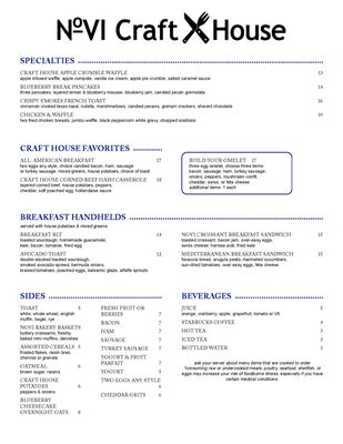 Menu photo 2 Novi Craft House Novi, MI