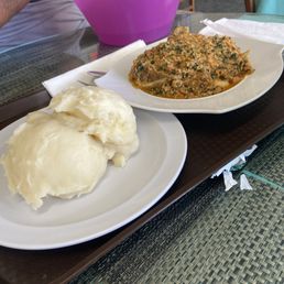 Egusi Soup, with fish and fufu