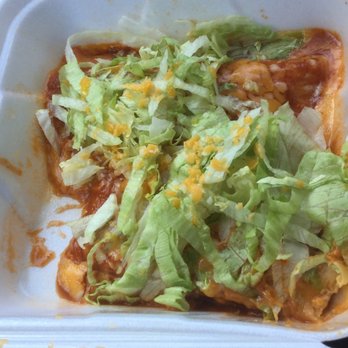Aliberto's Mexican Food - an enchilada in a styrofoam container - Mexican Near Me - Show Low, Arizona Aliberto's Mexican Food - an enchilada in a styrofoam container - Mexican Near Me - Show Low, Arizona