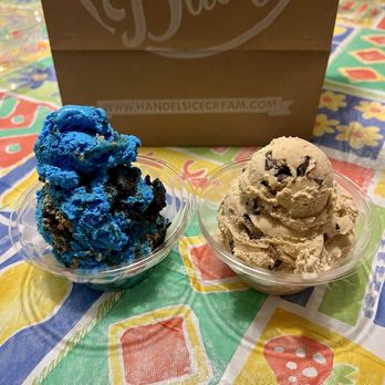 Handel's Homemade Ice Cream - Blue Monster (left), Coffee Chocolate Chip (right) - Ice Cream & Frozen Yogurt Near Me - Spring, Texas Handel's Homemade Ice Cream - Blue Monster (left), Coffee Chocolate Chip (right) - Ice Cream & Frozen Yogurt Near Me - Spring, Texas