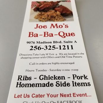 Joe Mo's Ba-Ba-Que - Barbeque Near Me - Madison, Alabama Joe Mo's Ba-Ba-Que - Barbeque Near Me - Madison, Alabama
