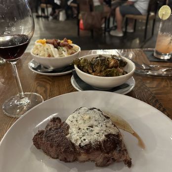 Smoke on Cherry Street - 16 oz. Ribeye Dinner Crispy Brussel Sprouts Dinner Loaded Mashed Potatoes Dinner - New American Near Me - Tulsa, Oklahoma
