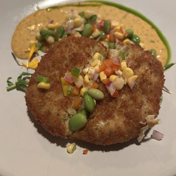 1010 Bridge Restaurant - Crab Cake appetizer with succotash - New American Near Me - Charleston, West Virginia 1010 Bridge Restaurant - Crab Cake appetizer with succotash - New American Near Me - Charleston, West Virginia