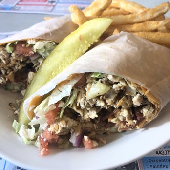 Silver Moon Diner - HUGE Greek Chicken wrap & French fries - Diners Near Me - Middle River, Maryland