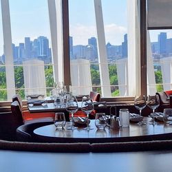 Pavillon 67 - This is obviously the nicer dining room used for dinner, or maybe even brunch, and that's Centre-Ville Montreal in the distance