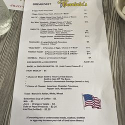 Dominic's Diner - Menu