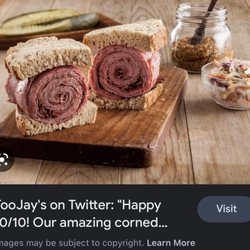 TooJay’s Deli - Bakery - Restaurant - Advertised Hot Corned Beef Sandwich