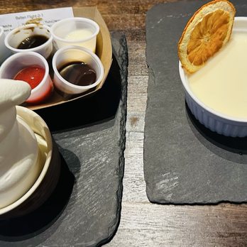 Tamari Bar - Yuzu Panna Cotta on right. Soft serve on left. - Izakaya Near Me - Seattle, Washington Tamari Bar - Yuzu Panna Cotta on right. Soft serve on left. - Izakaya Near Me - Seattle, Washington