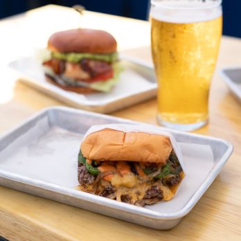 Green Cheek Beer Co. - Rooftop lunch! (House Chicken Club & Double Smash with Jalapeño) - Breweries Near Me - Sunset Beach, California Green Cheek Beer Co. - Rooftop lunch! (House Chicken Club & Double Smash with Jalapeño) - Breweries Near Me - Sunset Beach, California