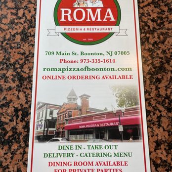Roma Pizzeria and Restaurant - Front of menu - Pizza Near Me - Boonton, New Jersey Roma Pizzeria and Restaurant - Front of menu - Pizza Near Me - Boonton, New Jersey