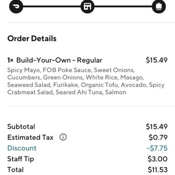 FOB Poke Bar- Seattle - My order details - Poke Near Me - Seattle, Washington