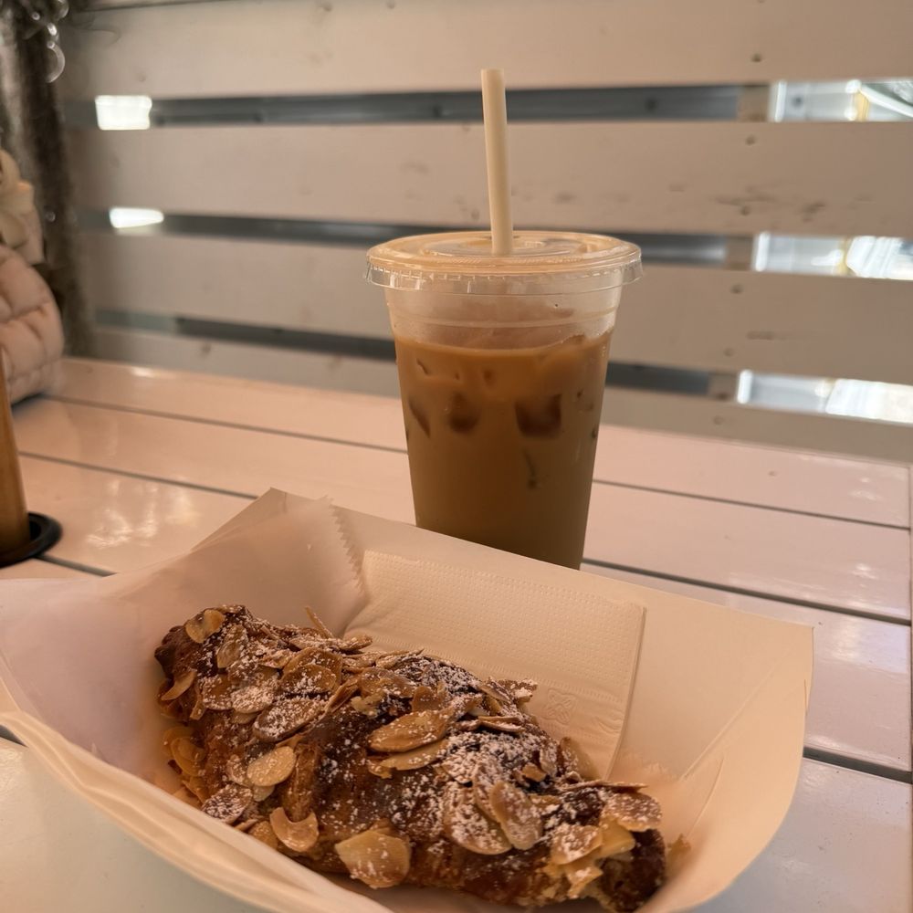 almond croissant & honey cinnamon latte almond croissant & honey cinnamon latte