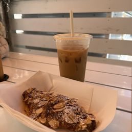 almond croissant & honey cinnamon latte