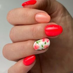 Mani Studio - Embrace Elegance with Red and Floral Nails!