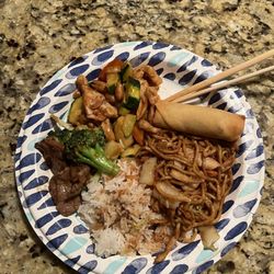 Four Seasons Chinese Restaurant - Chicken Lo Mein Plate, Beef with Broccoli, Spring Roll, Kung Pao Chicken