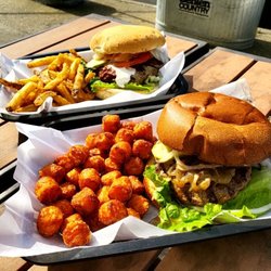 Blue Burger (front) and Lamb Burger (back)