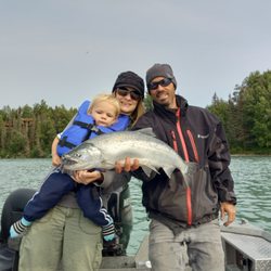 Secret Waters Guide Service - A nice Silver Salmon with my beautiful wife and son