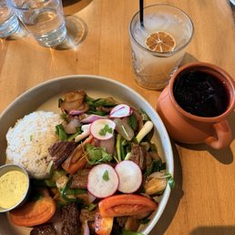 The lomo saltado, llama lychee drink , and Chicha Morada were so delicious. Great ambience, easy parking and good service!