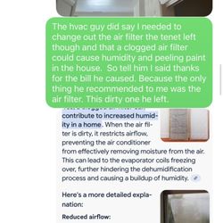 Lakesha Kirkendall - Desirable Management - HVAC said humidity and a dirty air filter caused the peeling paint in two ceiling rooms after inspecting hvac and attic.