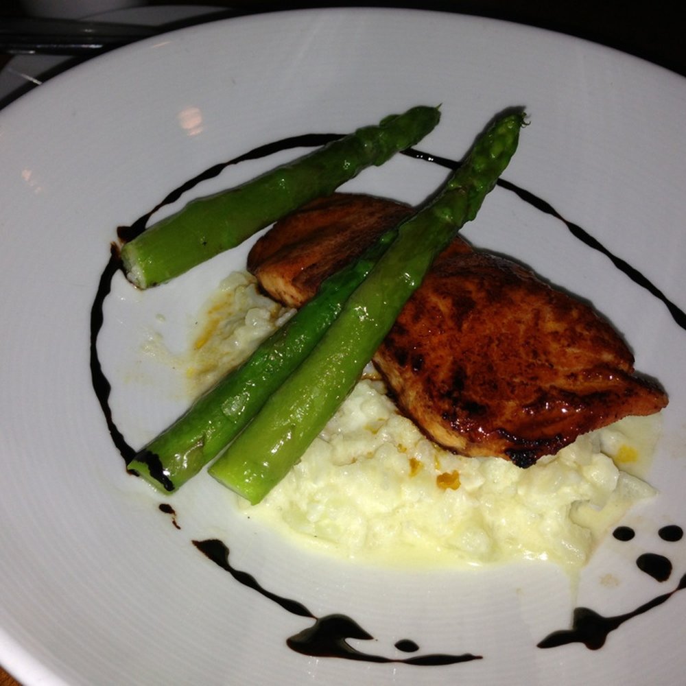 River Oaks Restaurant - Salmon with asparagus and cauliflower risotto - New American Near Me - Memphis, Tennessee River Oaks Restaurant - Salmon with asparagus and cauliflower risotto - New American Near Me - Memphis, Tennessee
