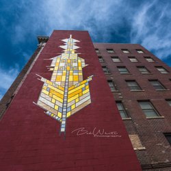 Mason City Visitor Information Center - Frank Lloyd Wright Inspired Mural - Photo Credits: Bob White Photography
