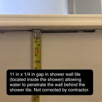 Bath Masters of Collin County - Extremely poor construction quality - gaps inside shower wall. - General Contractors Near Me Bath Masters of Collin County - Extremely poor construction quality - gaps inside shower wall. - General Contractors Near Me