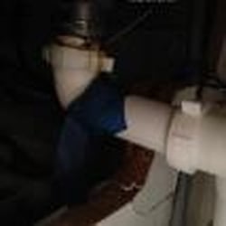 Florida Bay Adventures - Sink drain pipe. Note cloth which was supposed to stop it from dripping into the silverware drawer located below the pipe