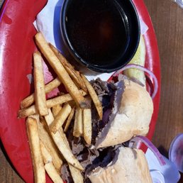 French dip with crispy fries French dip with crispy fries