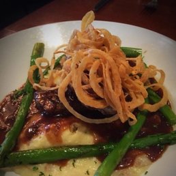 Meatloaf, mashed potatoes, red wine gravey with grilled asparagus. Meatloaf, mashed potatoes, red wine gravey with grilled asparagus.
