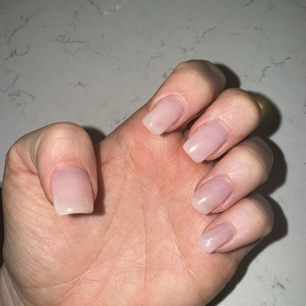 Acrylic fill with gel on top (color CC G134)