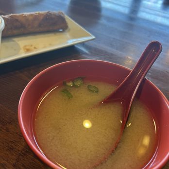 Sumo Grill & Sushi - Miso soup and whats left if one eggroll - Japanese Near Me - Farmington, New Mexico