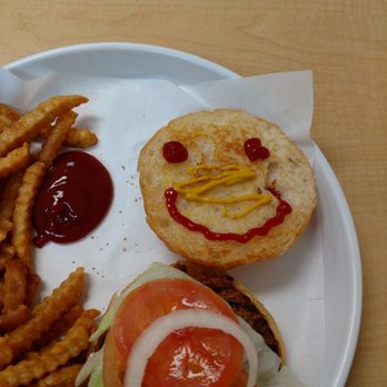Burger House - I always give my veggie burger a smile - Burgers Near Me - Webster, Texas