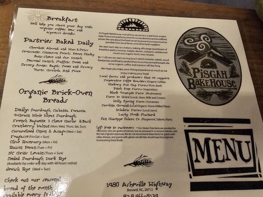 Menu photo 4 Pisgah Bakehouse Brevard, NC