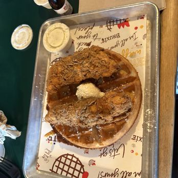 Bruxie - This here is the CHICKEN & WAFFLE, I split this with my friend and it was a perfect portion for both of us. - Sandwiches Near Me - North Hollywood, California